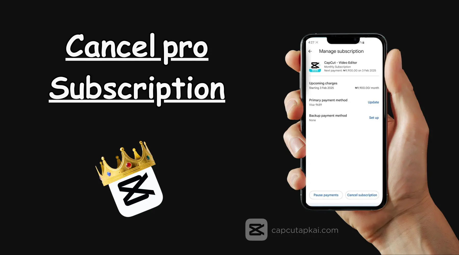 cancel capcut subcription