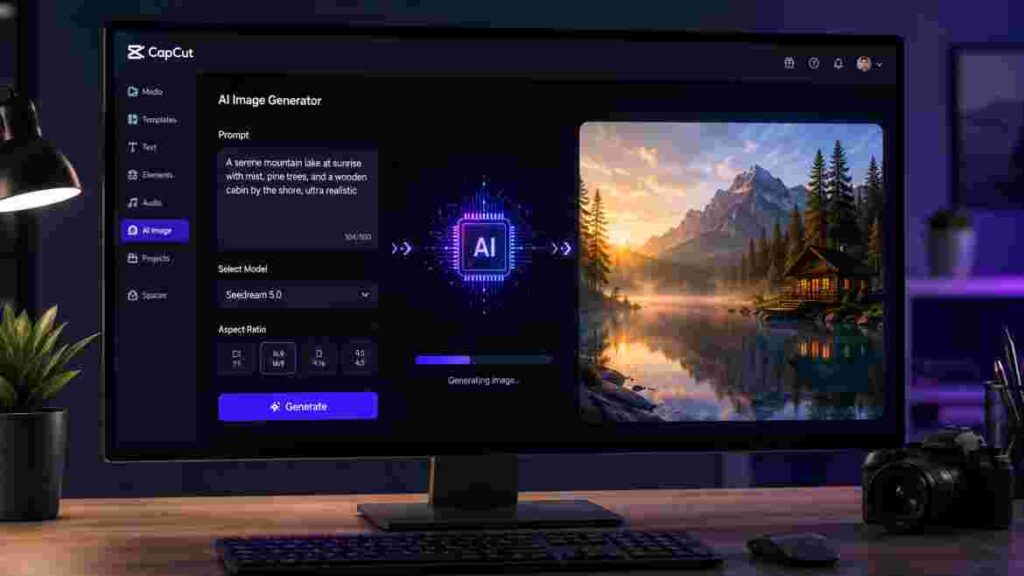 1st 2 CapCut AI Image Generator text-to-image process