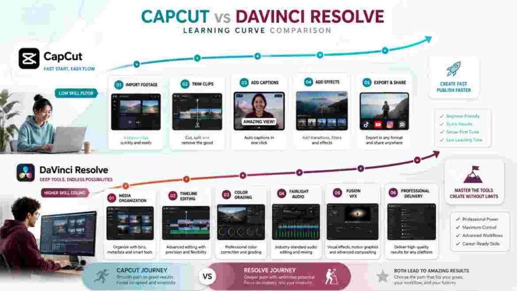 CapCut vs DaVinci Resolve Learning Paths CapCut vs DaVinci Resolve