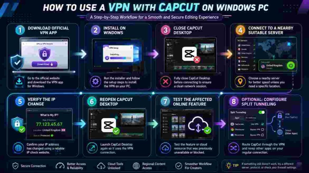 VPN and CapCut Windows Workflow VPN and CapCut Windows Workflow