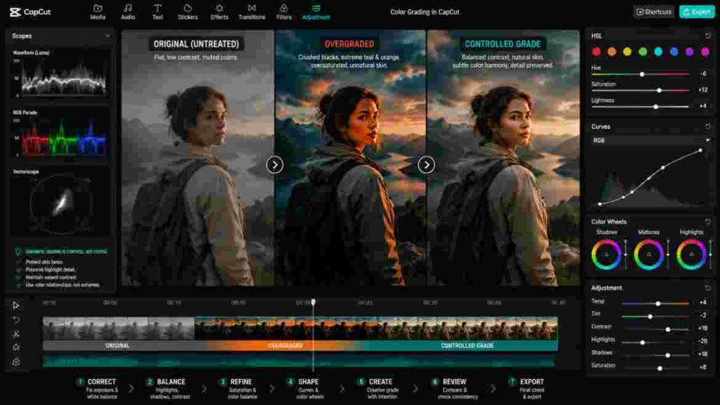 cinemetic capcut color grading