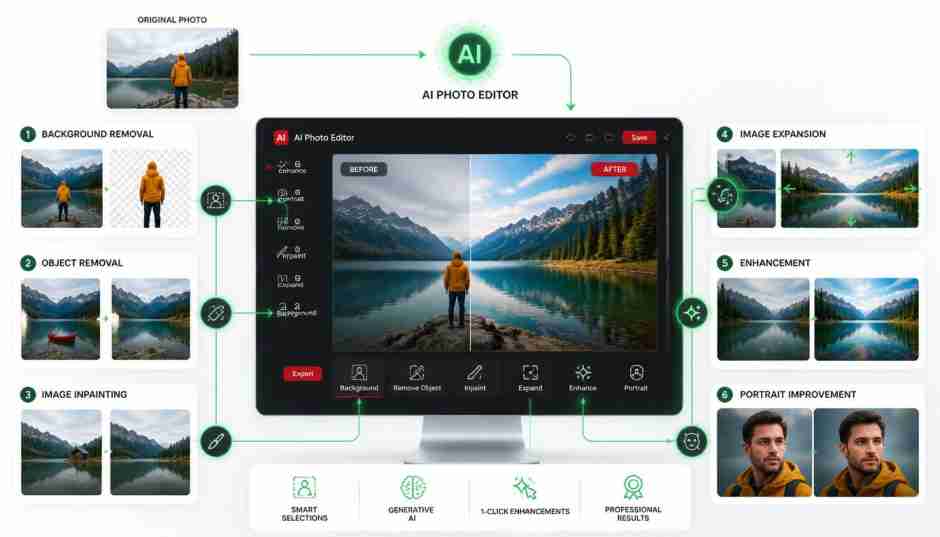 gpt image 2 Create a modern 16 9 technology editorial infographic illustrating AI powered ph 0 1 capcut photo editing