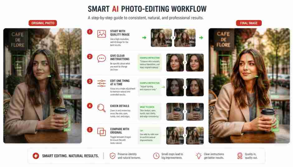 gpt image 2 Create a professional 16 9 infographic showing a smart AI photo editing workflow 0 1 ai photo editor