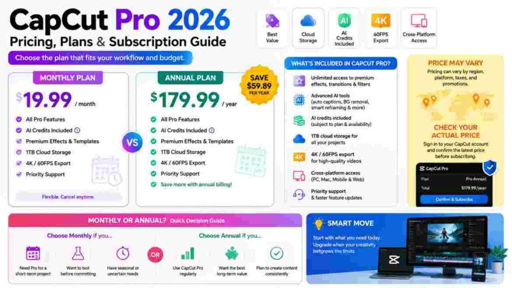 pro pricw capcut pro 2026