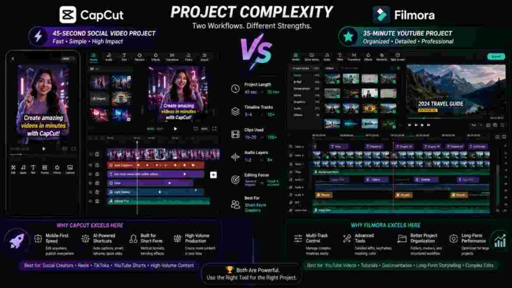 project complexity 1 capcut vs filmora