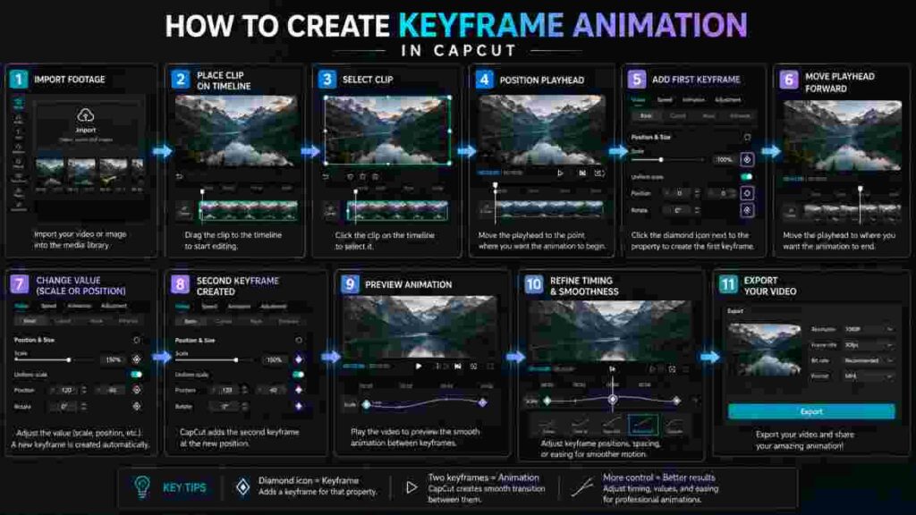 step by step keyframe in capcut