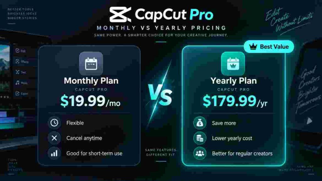 CapCut Pro Monthly vs Yearly Pricing what does capcut pro cost